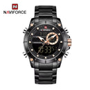 Naviforce 9163 Dual Force – Estilo e Presença Instantânea + Relógio Masculino de Luxo em Aço Inox com Dupla Exibição